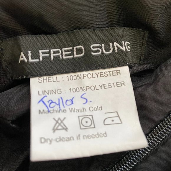 Alfred Sung Sleeveless Open-Back A-Line Bridesmaid Dress in Black - Picture 9 of 9